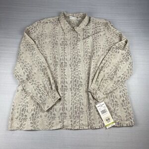 Alfred Dunner‎ Blouse Button Up 22W Animal Print Top Shirt NWT Vintage